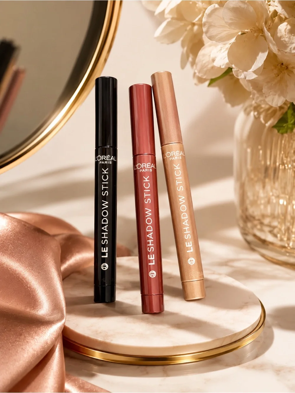 L'Oreal Le Shadow Stick Trio — Black, Bronze, Champagne-Gold